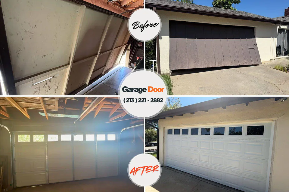 Before and after: garage door repair Rossville, IN